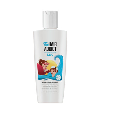 The Hair Addict KIDS| Bubble Trouble Shampoo 250ml – Gentle Cleansing & Frizz Control |Nourishing & Moisturizing | Enriched with Moringa, Panthenol & Avocado | Tear-Free & Hypoallergenic
