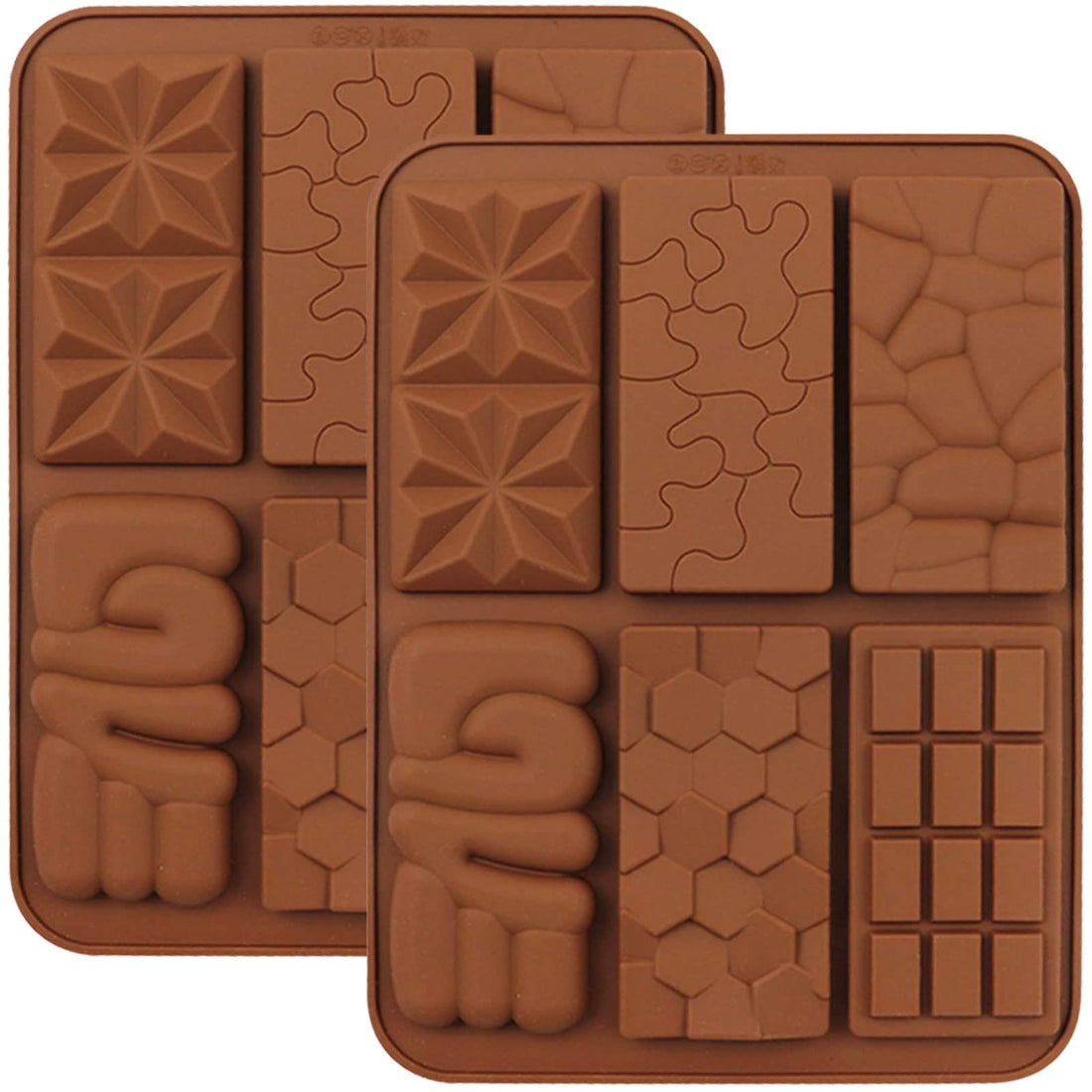 C-CO 6 in 1 Silicone Break Apart Chocolate Bar Mold, Silicone Molds for Wax Melts Non Stick Homemade Protein and Energy Bar Mould, Pack of 2
