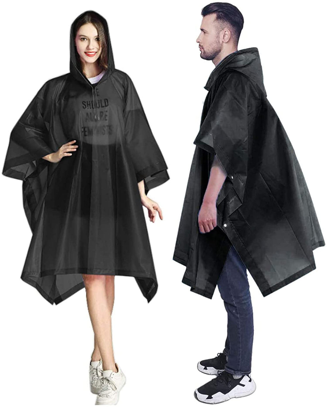 Adult Raincoat, Rain Poncho, Portable EVA Raincoat with Hood Reusable Rain Coats Emergency Camping Survival Kits, Waterproof with Hoods and Sleeves Lightweight Rain Jacket for Women Men