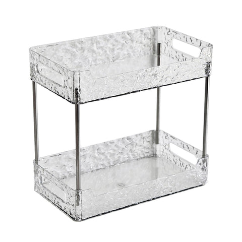 2-Tier Acrylic Makeup Organizer and Cosmetic Storage Box Transparent Multipurpose Vanity Display Case for Accessories Brushes and Skincare Products
