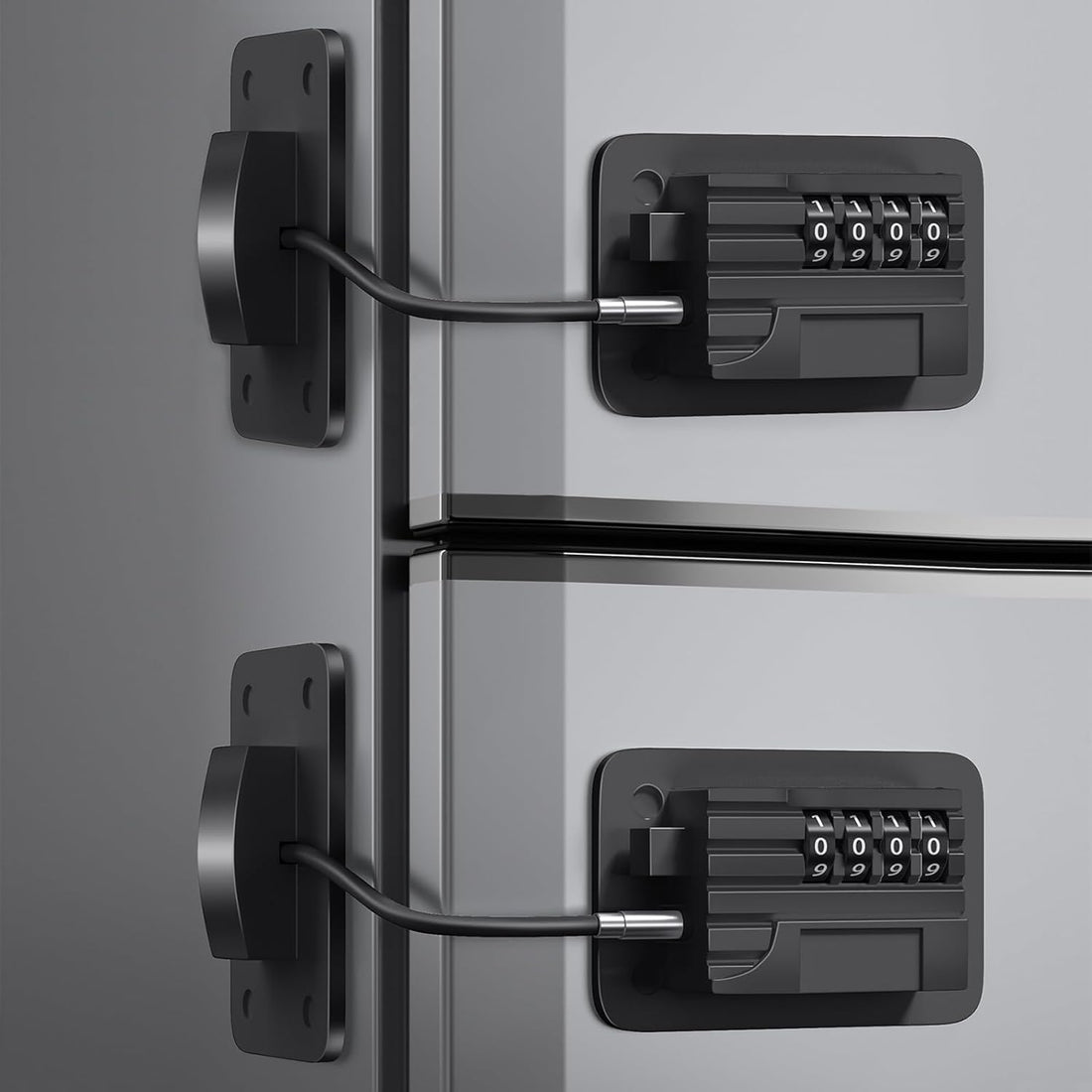 YelaJoy Fridge Lock (2 Pack), Heavy Duty Combination Refrigerator Lock, for Fridge, Cabinets, Window and Child Locks for Cabinets and Drawers, Strong Non-Marking Adhesive No Drilling (Black)