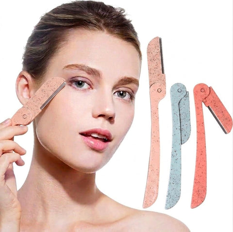 3 PCS Eyebrow Razor Shaper Cheek Facial Hair Remover Peach Fuzz Shaver Women's Trimmer Shaving Grooming Kit-MULTICOLOR DESIGN