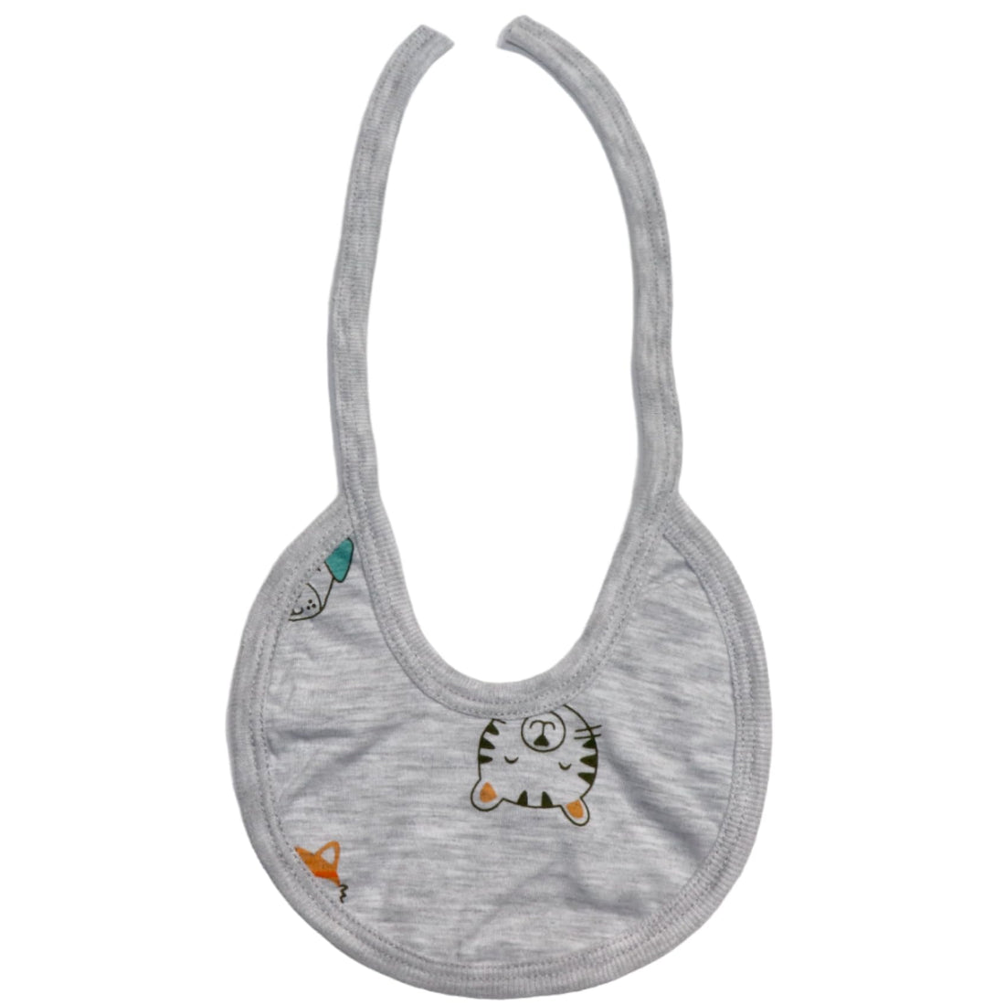 Cotton Bib Printed Tiger For Boys-Grey