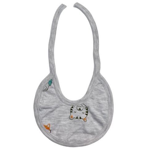 Cotton Bib Printed Tiger For Boys-Grey