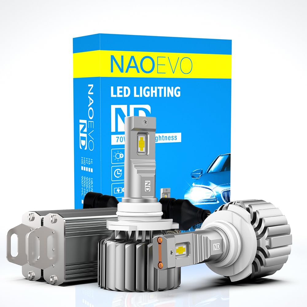 NAOEVO ND Series LED Headlight Bulbs 70 WATT/Bulb, 8400 Lumens/Bulb Super Bright,set of 2 Bulbs (9005 - HB3)