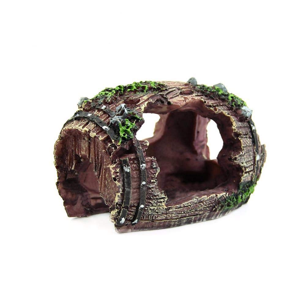 Aquarium Fish Tank Artificial Barrel Resin Ornament Cave Landscaping Decoration
