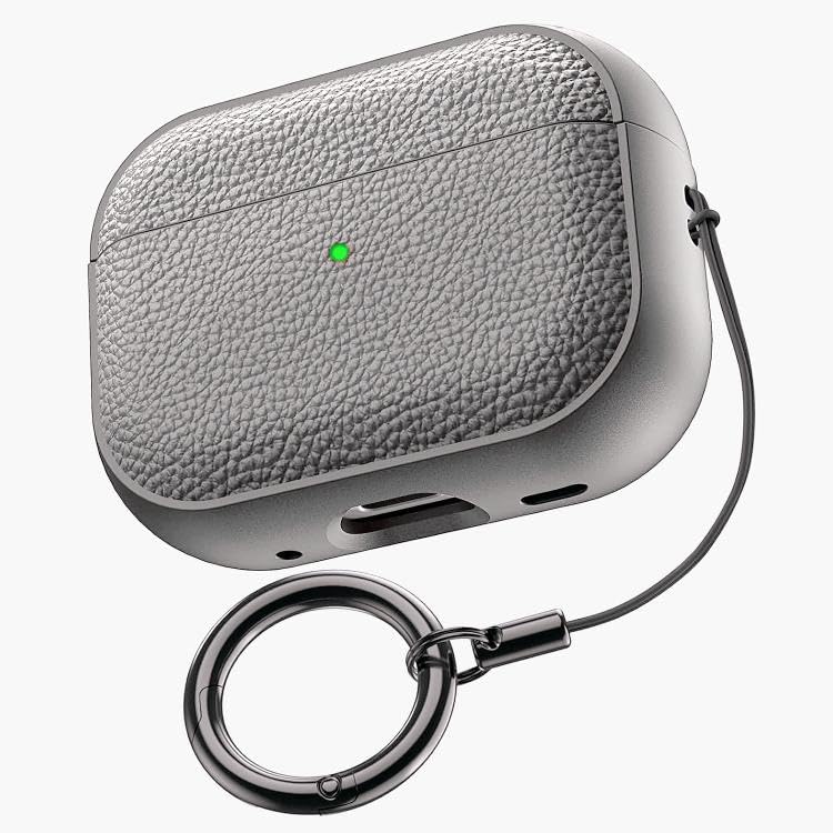 Case for AirPods Pro2 Cover Case (2023/2022/2019, 2nd/1st Gen) with Keychain, Fully Protective Anti-Slip Leather-Like Texture, Compatible with MagSafe, Airpods Pro 2 (Gray)