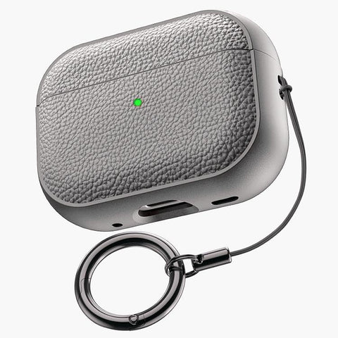 Case for AirPods Pro2 Cover Case (2023/2022/2019, 2nd/1st Gen) with Keychain, Fully Protective Anti-Slip Leather-Like Texture, Compatible with MagSafe, Airpods Pro 2 (Gray)