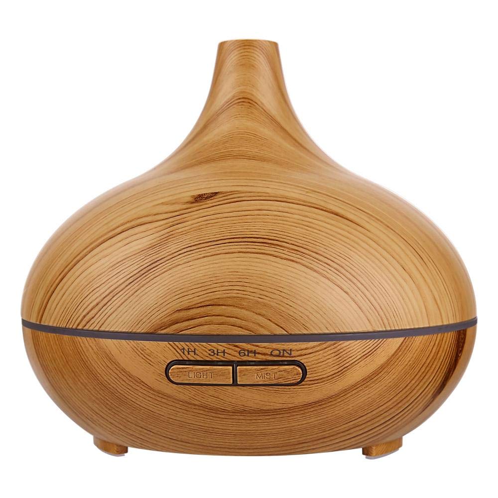 Ultrasonic Humidifier Aroma Air Purifier Cool Mist with 7 Led Colors 300 ml , Wooden Color