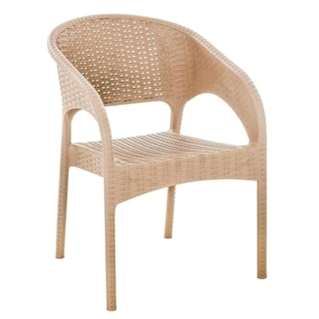 Plastic ratan chair beige