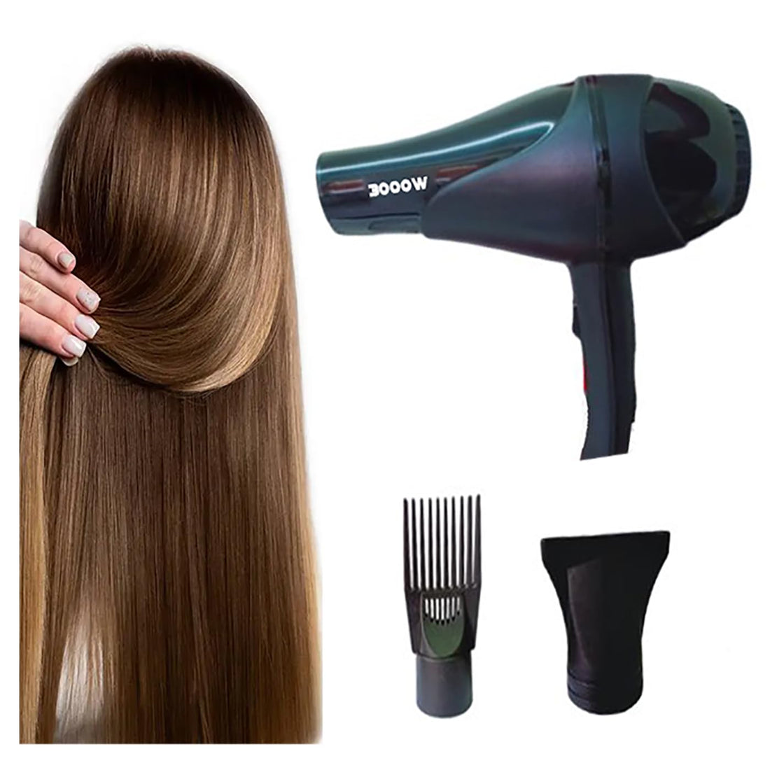 Electric Hair Dryer 3 in 1 Imported Heavy Duty 2 Air Speed 2 Heat Speed with 1 Nozzle and Long Styling Comb