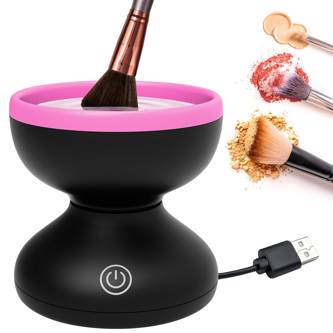 Electric Makeup Brush Cleaner Machine - Valentines Gift to Her Quick Cleaning Small Make up Brush Machine Fast Spin All Size Brushes Available