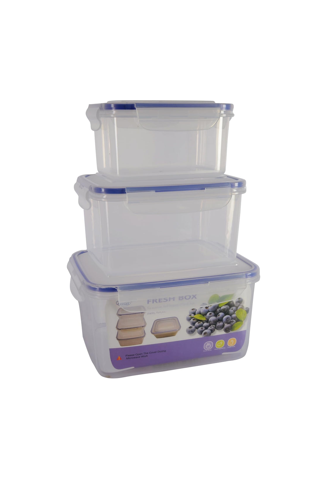 Fresh Food Storage Container BPA Free - 3 Pack Food Containers with Airtight Lids Keep Fresh and Tasty Longer Microwavable Rectangle Shape 6L