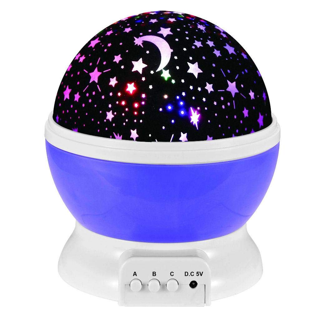 Kids Baby Night Sky Light Rotating Projection Stars Projecter Projector Lamp Blue
