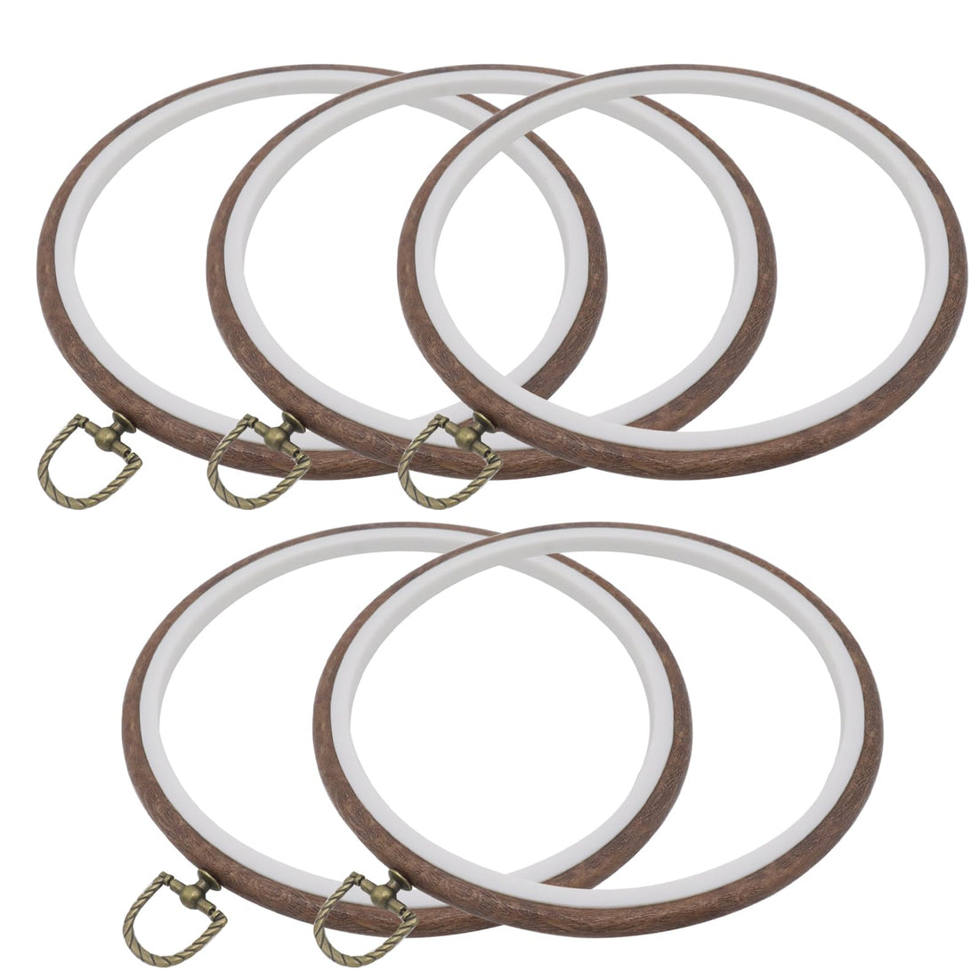 Joyangy 5 Pcs 8 Inch Embroidery Hoops, Round Imitated Wood Cross Stitch Hoop Rings for Art Craft Sewing, Circle Display Frame Kits for Embroidery Handy DIY Ornaments Decoration