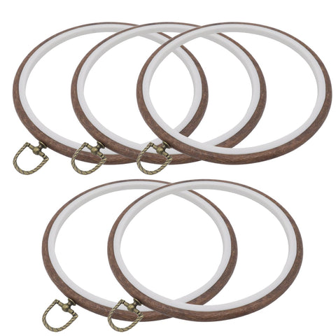 Joyangy 5 Pcs 8 Inch Embroidery Hoops, Round Imitated Wood Cross Stitch Hoop Rings for Art Craft Sewing, Circle Display Frame Kits for Embroidery Handy DIY Ornaments Decoration