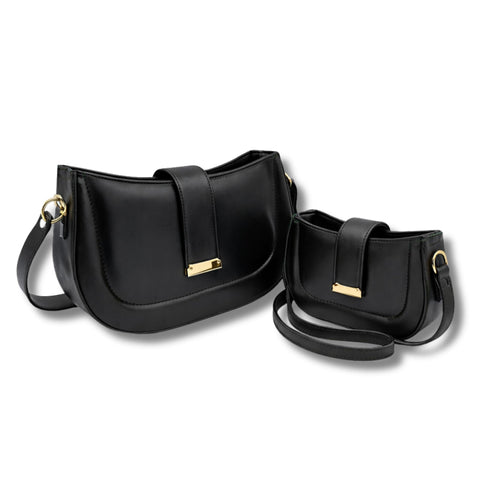 AYSLE 1644 Women’s Leather Bag Set (2-Piece) | Shoulder, Crossbody & Top Handle | Magnetic Closure | Gold Hardware | 12 Colors | Large19×29×9cm,Small:12×18×7cm.