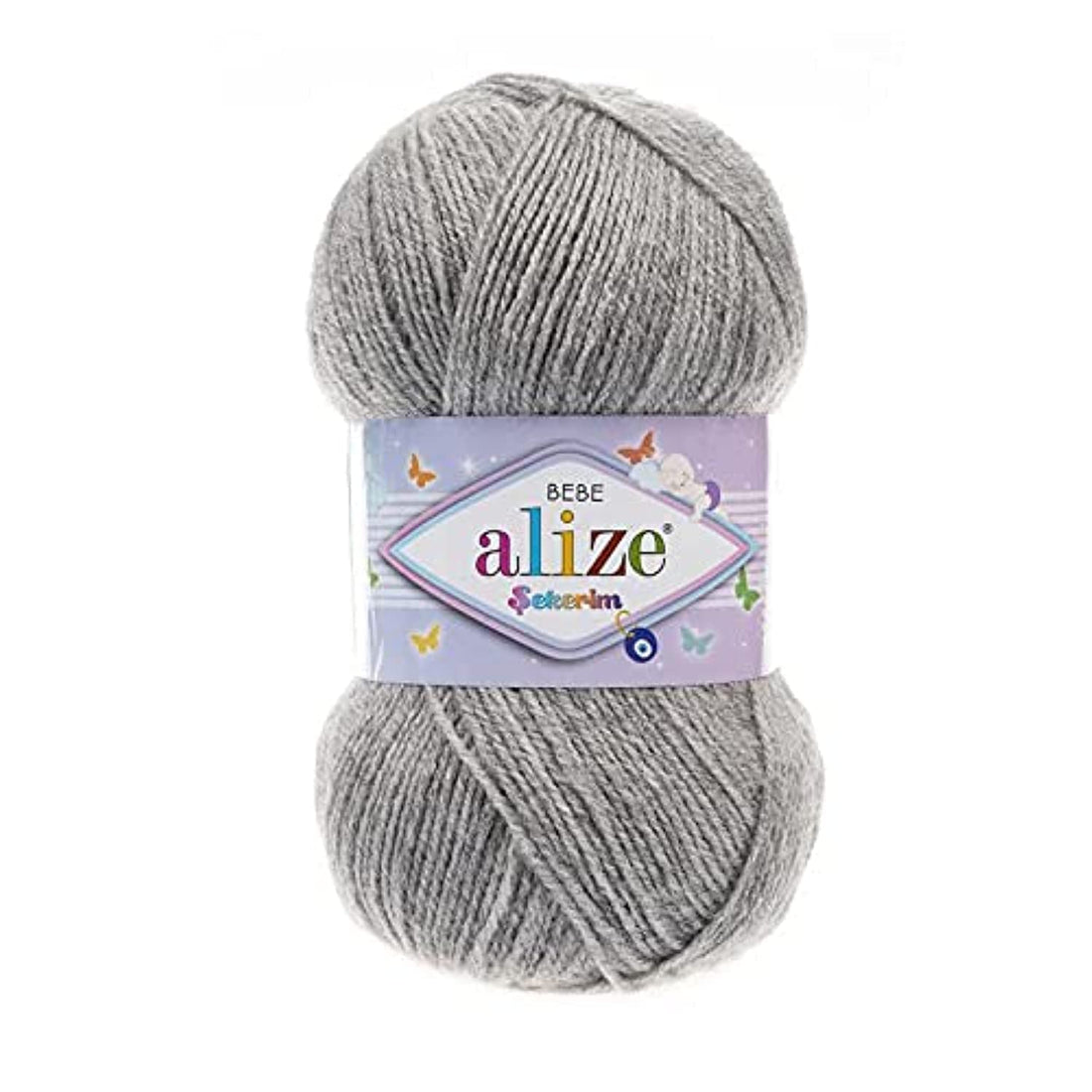 Alize SEKERIM BEBE Grey Melange 21 - Crochet and Knitting Yarn