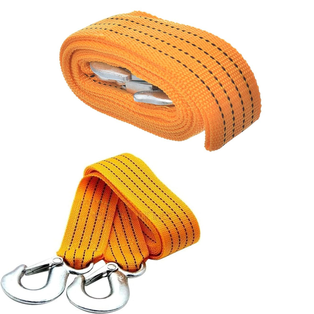 Car Trailer Tow Rope with Hooks, Emergency Car Tool (Orange, 4 Meter, 3 Ton) - KaberTrade
