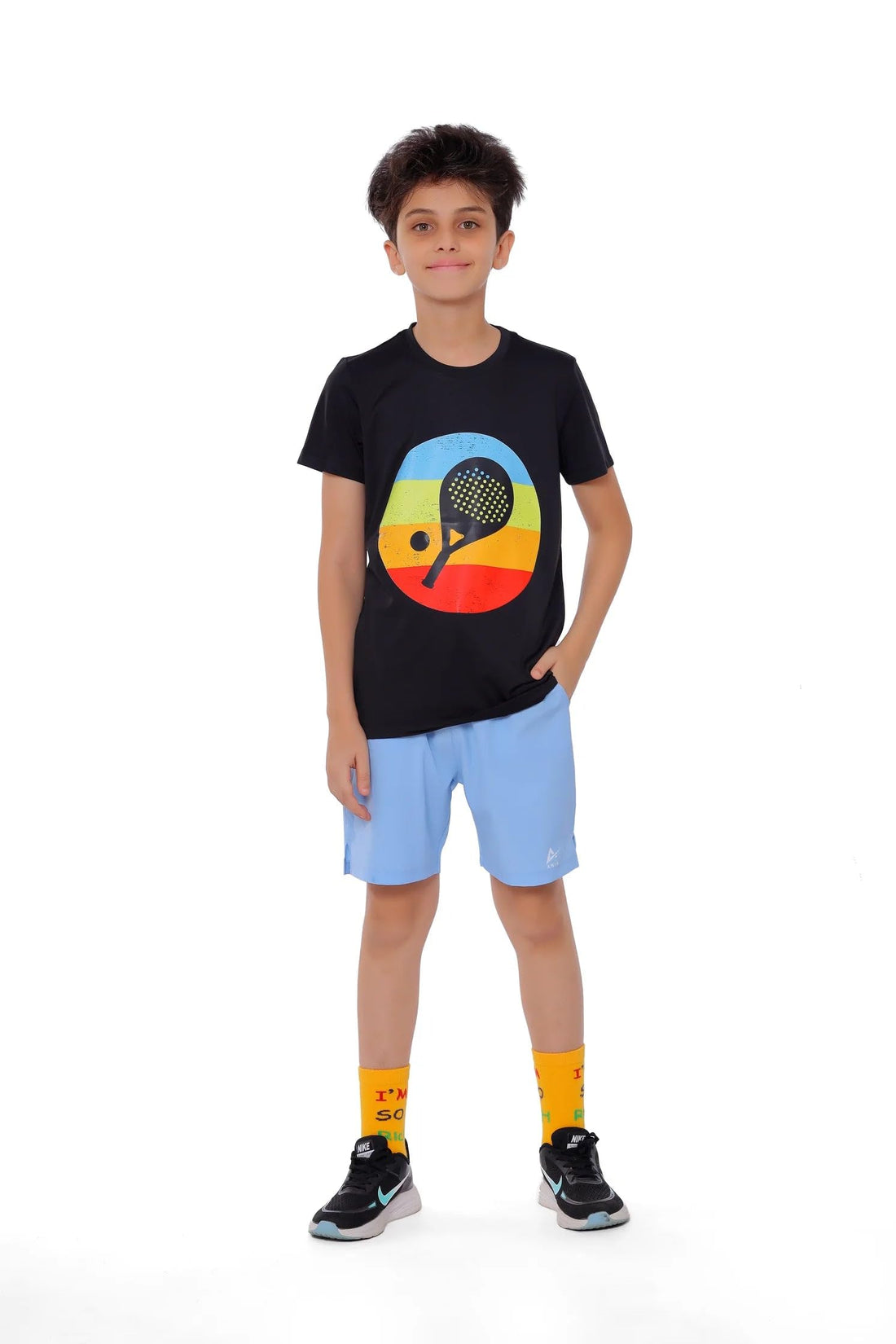 Boys Retro Padel Graphic T-Shirt – Sporty Athletic Top