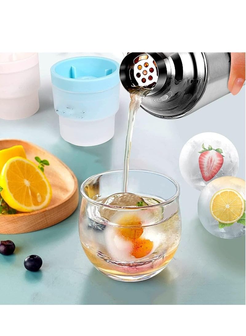 Plan A Round Silicone Ice Cube Tray â€“ Large Ice Ball Maker for Cocktails & Whiskey â€“ Quick Freeze Ice Box with Lid â€“ Stackable Easy Release Round Ice Trays for Kitchen Gadgets and Cold Drinks