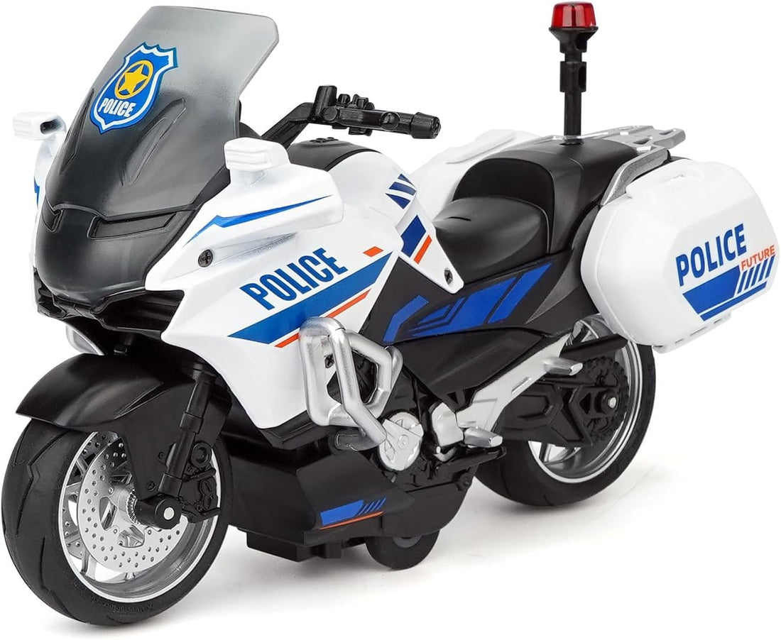 KIDSZONE Die Cast Toy Motorcycle,Pull Back with Sounds and Lights 1:14 Friction Powered Kids Toy Cars,Toys Gift for Boys or Girls Over 3 Years Old Birthday Christmas (Police Multicolor)