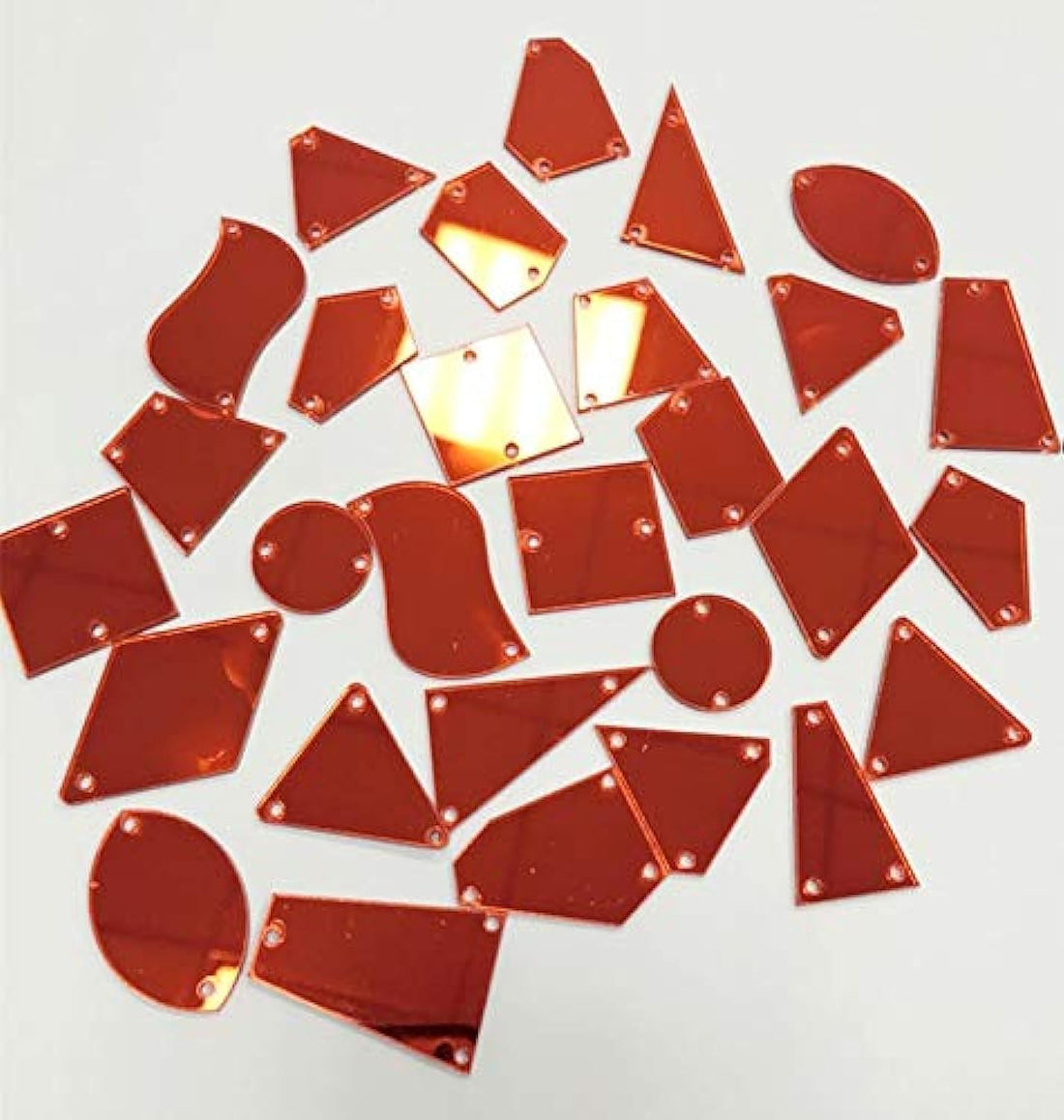 YongPan Sew On Acrylic Red Mirror, DIY Acrylic Sew On Flat Back Mirrors Rhinestones,Sew On Red Acrylic Mirror Beads, Acrylic Mirror Diamante Rhinestone (Red Mirror, Mix Shapes)