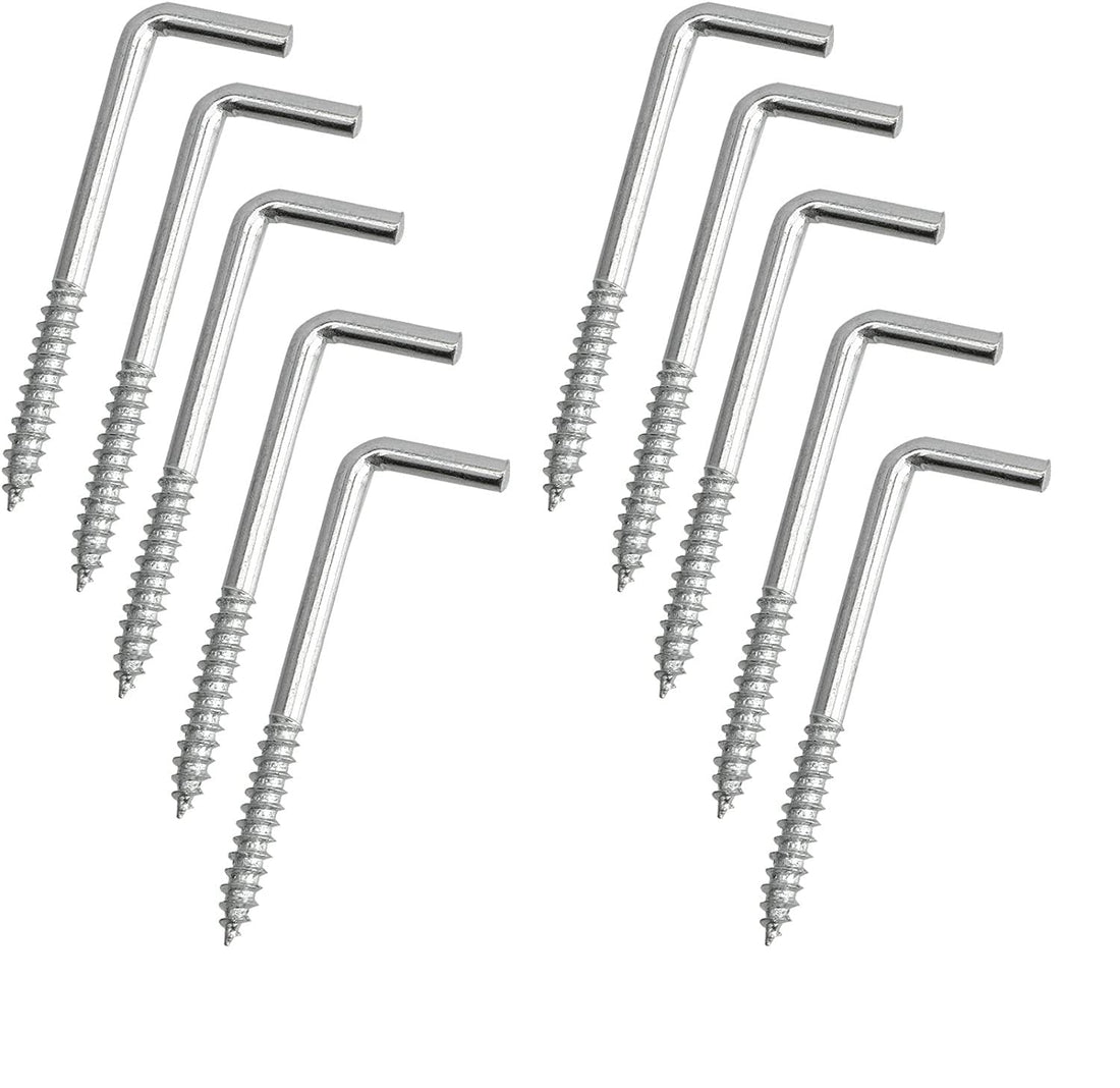 Generic Carbon Steel L Shape Right Angle Hooks (L 70mm, 10 Pcs)