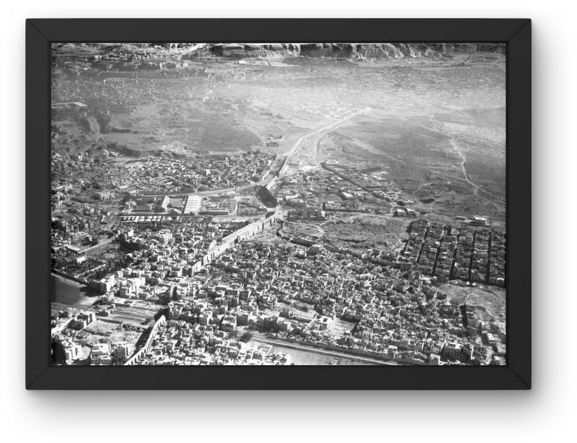 Vintage Cairo Aerial View Framed Print, Black Frame, 30x40 cm, Wall Art Photography