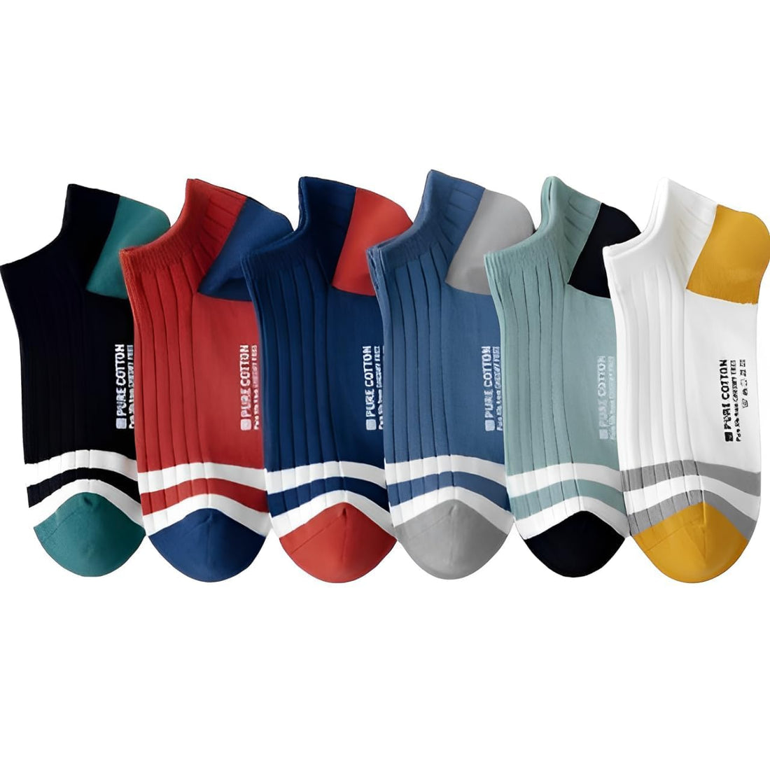 Pack Of 6 Full Pairs Of Ankle Socks For Men Fashion Design, Comfortable For Feet, Size (41-46)