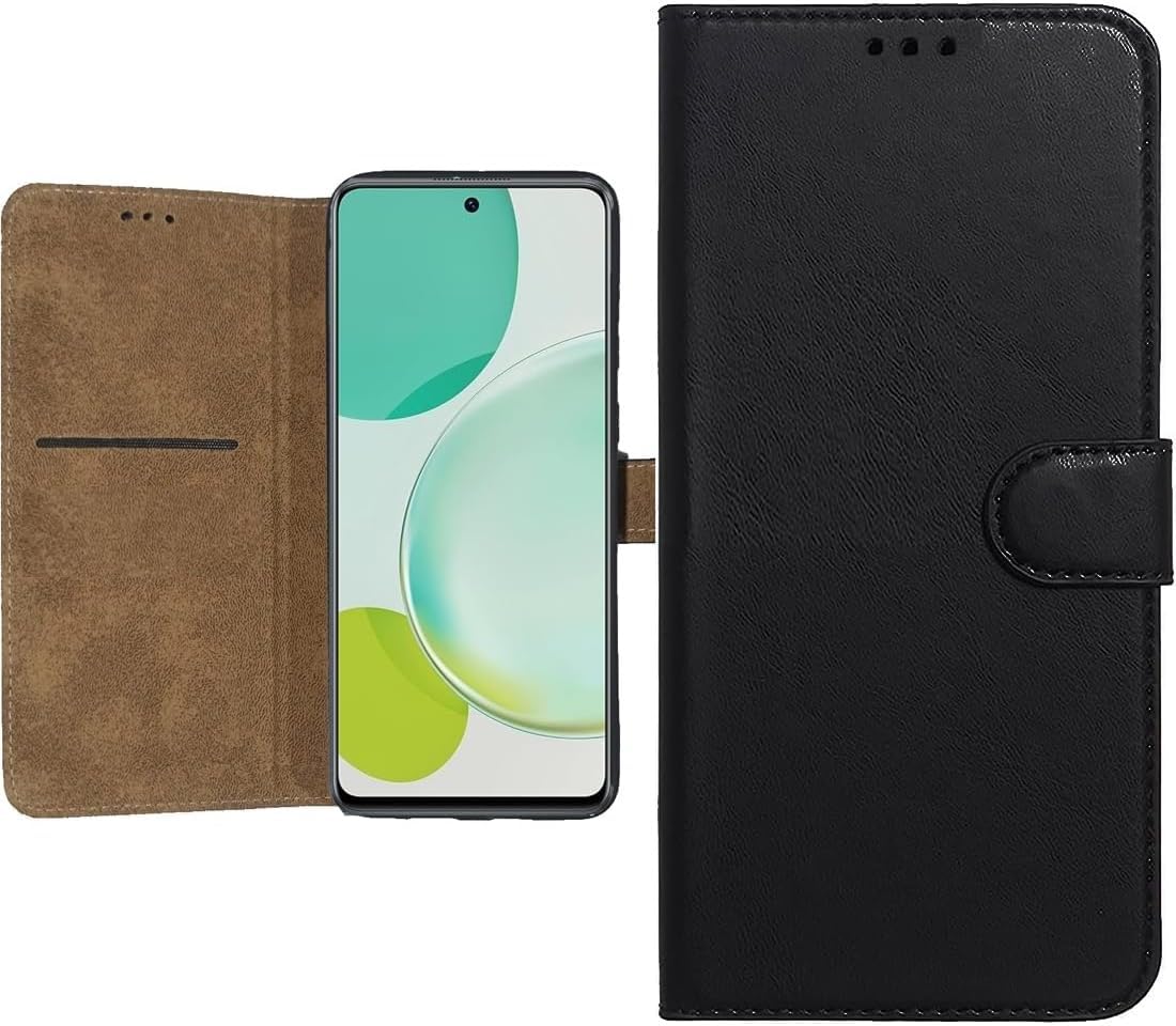 (Redmi Note 14 4G) Flip Wallet Leather Case Cover Compatible with Xiaomi Redmi Note 14 4G (Black 2)