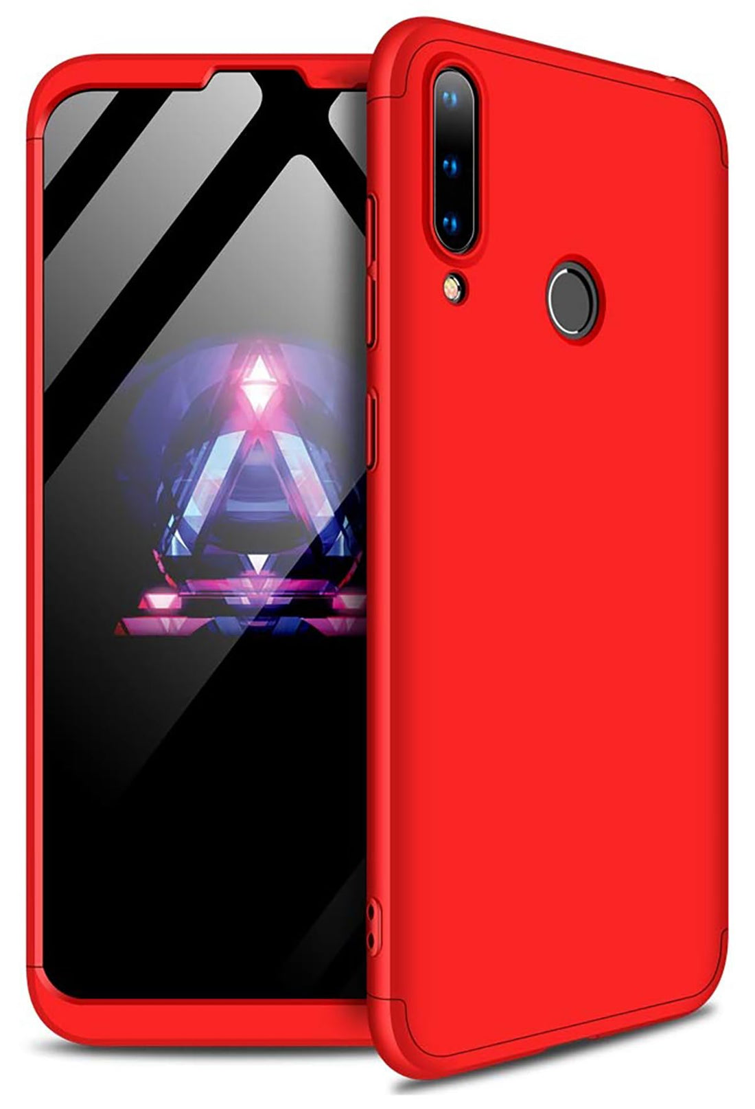 case 360 Degree GKK 3 pieces Plastic From top, bottom and center compatible with Samsung Galaxy M30 - Red