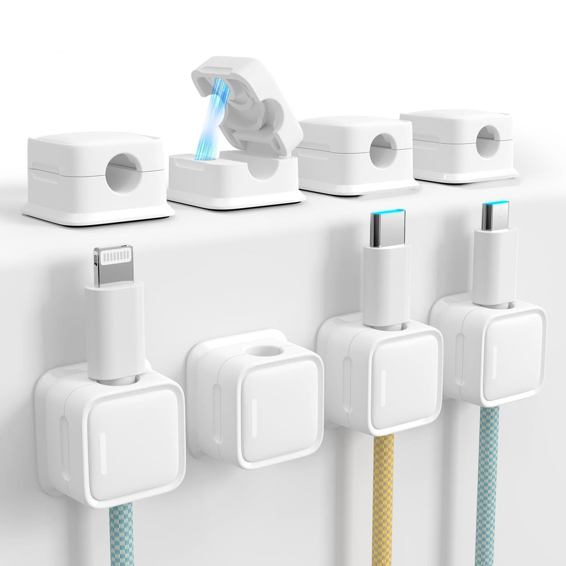 Magnetic Cord Organizer Set, Strong Adhesive and Easy to Open, Organize Charging Cables in Neat Arrangement, Perfect for Office, Home, Car, Bedside Table, Practical Cord Management Solution (24)