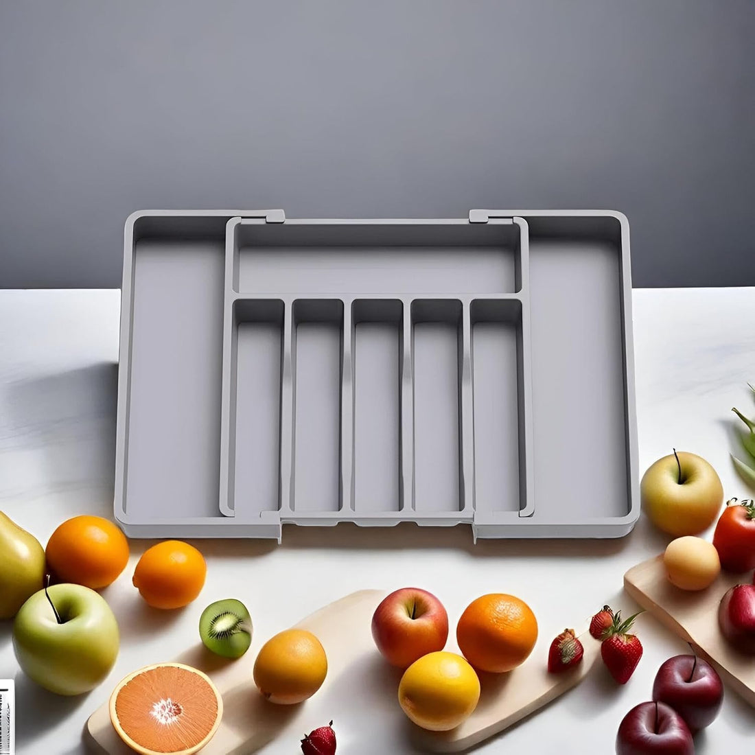 Expandable Kitchen Utensil Drawer Organizer (8 Compartments) | Premium Quality Plastic Spoon Fork Knife Holder | Ideal Storage Saving Solution and Drawer Organization l