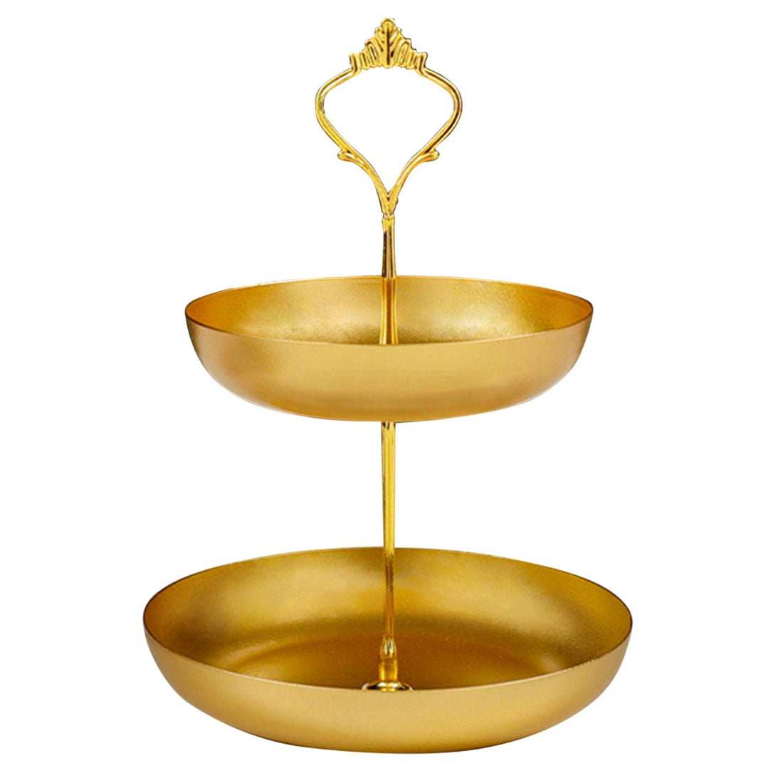 2-Tier Jewelry Tray,2-Layer Metal Storage Tray for Fruit Storage/Jewelry/Snack,2 Tier Desktop Jewelry Display Rack,Smooth Surface with Non-Slip Pad on The Bottom