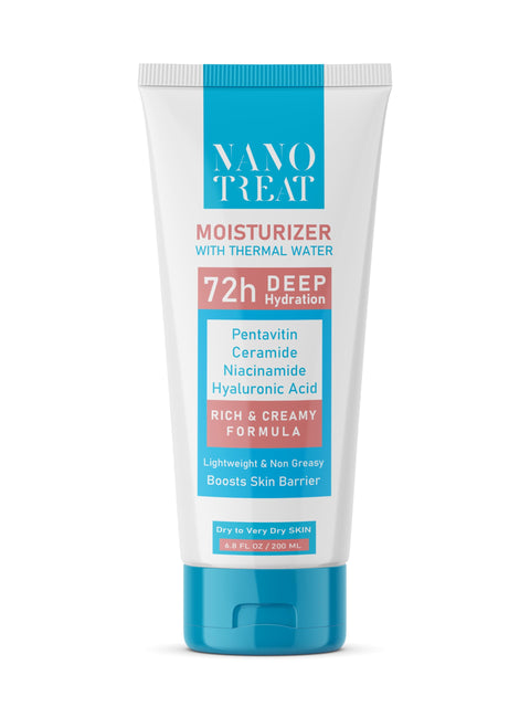 NanoTreat Moisturizer Water Cream, Lightweight and Hydrating For Dry to very Dry Skin With Hyaluronic Acid, Pentavitin, Ceramide, Niacinamide and Thermal Water For Deep Nourishment & Hydration 200ml
