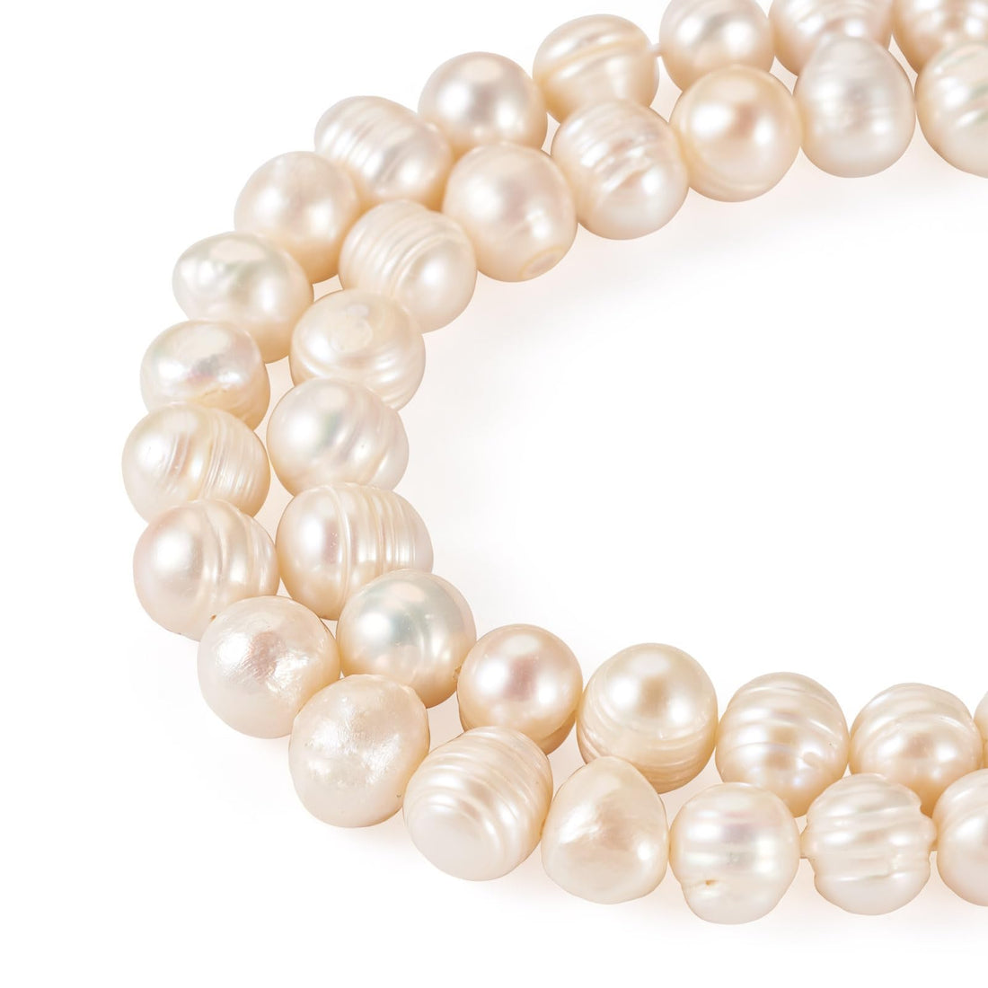 JAZZEEL 2 Strands Natural Freshwater Pearl Beads - 6-7mm Potato-Shaped Cultured Pearls in Seashell Color for DIY Necklace, Bracelet, and Elegant Jewelry Making Projects