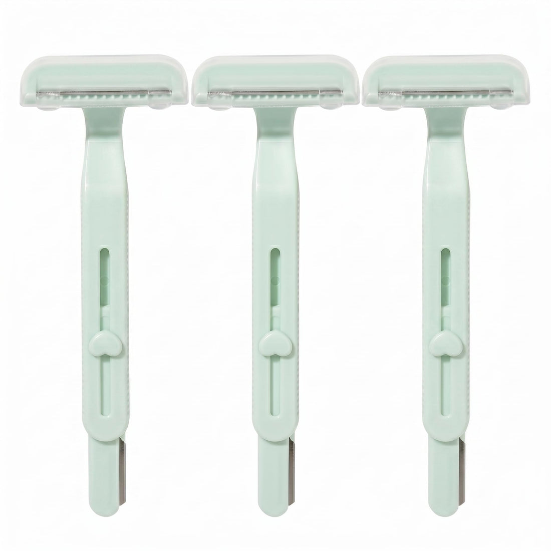 2 in 1 Women's Razor, Derma Planning Tool for Face, Body, Eyebrows, Precision Razor for Sensitive Areas with Wide Head (Green, 3 Pieces)
