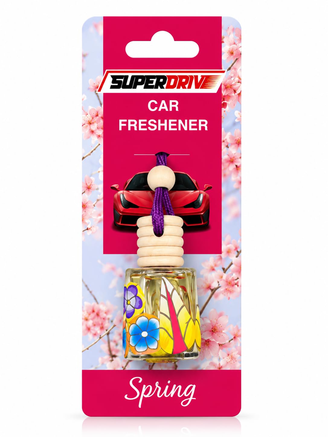 Car Air Freshener on Mirror with Fragrant oils with Wooden Diffuser Lid , Rose , Black