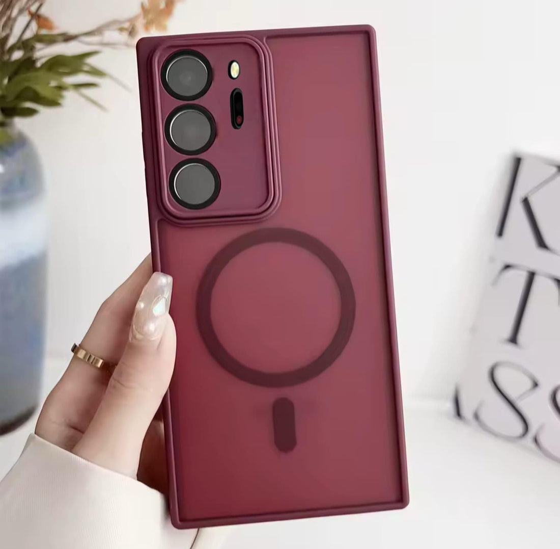 Grabist Magnetic case for Samsung Glaxy Note 20 Ultra, Full Camera Protection with lens, Compatible with wireless charging, Translucent Matte, Shockproof Case For samsung note 20 ultra (wine Red)
