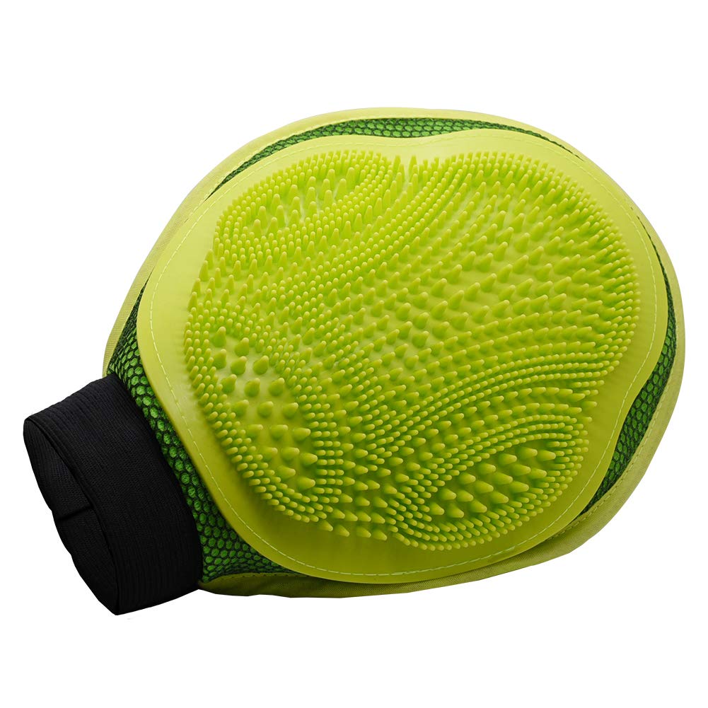 Pet Hair Remover Mitt - Deshedding Brush Glove Grooming Kit for Dog & Cat, Massage and Washing Functionality - 1 Glove Fits Both Hands