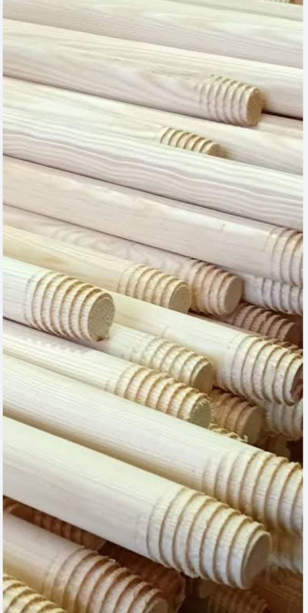 Frosted White Wood Broom Stick