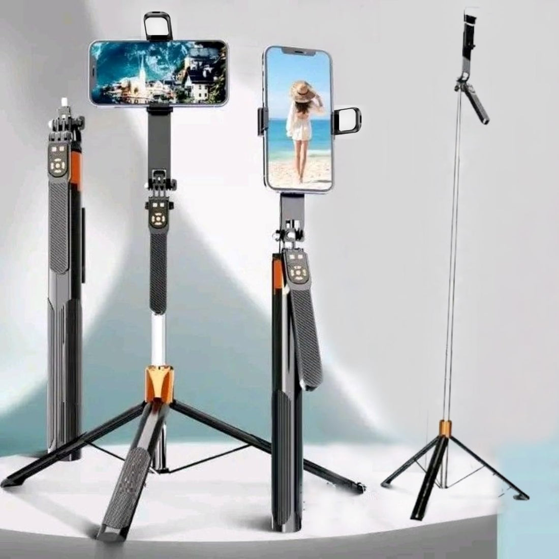 Selfie Sticks 200CM Extendable Tripod Stand, Remote & 360 Rotating Head, 3-in-1 Selfie Stick,with Rechargeable Wireless Remote, Mobile Phone Compatible with iPhone 15/14/14 pro/13/13 Pro/1 (L6S)