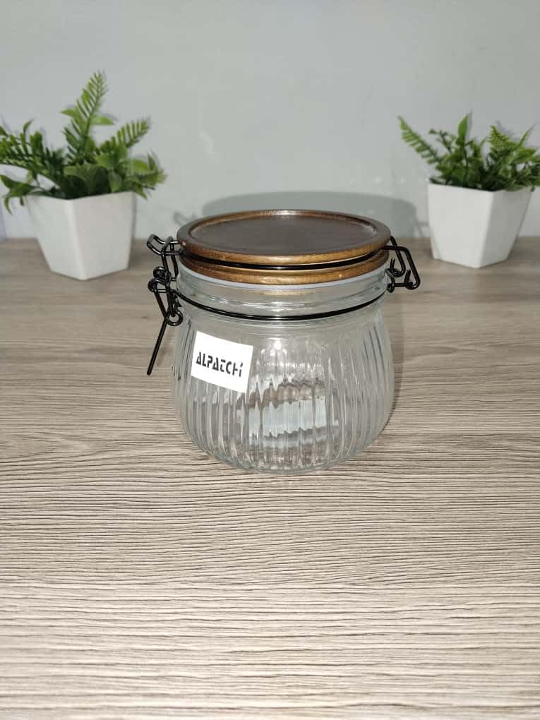 Generic Round Glass Storage Jar with Airtight Clip Lid, 500ml, Round.