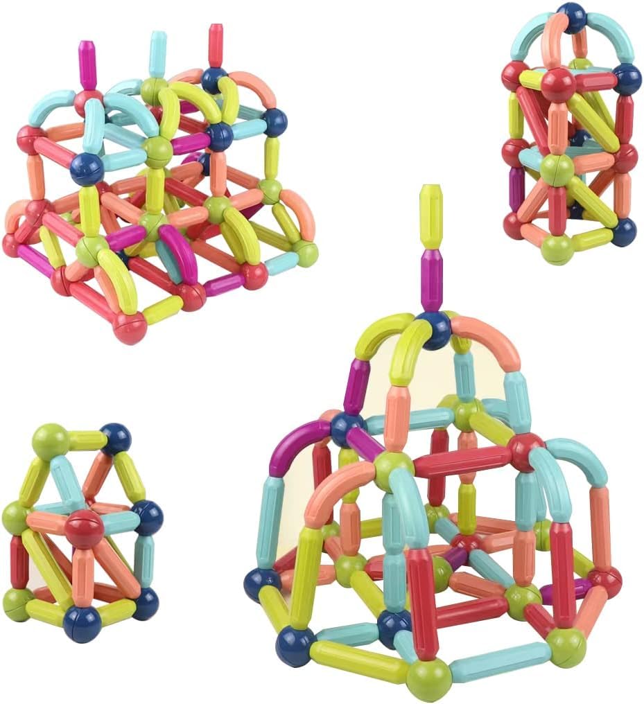 KIDSZONE Magnetic Building Blocks STEM Educational Toy for Kids Montessori Learning Sticks and Balls Preschool Sensory Toys for Toddlers Gift for 3 Year Old Boys & Girls (25 PCS)