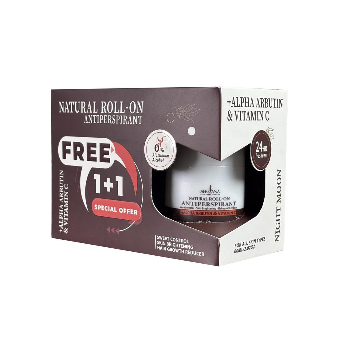 Africana Natural Deodorant Roll-On – Night Moon Scent - Buy 1 Get 1 FREE