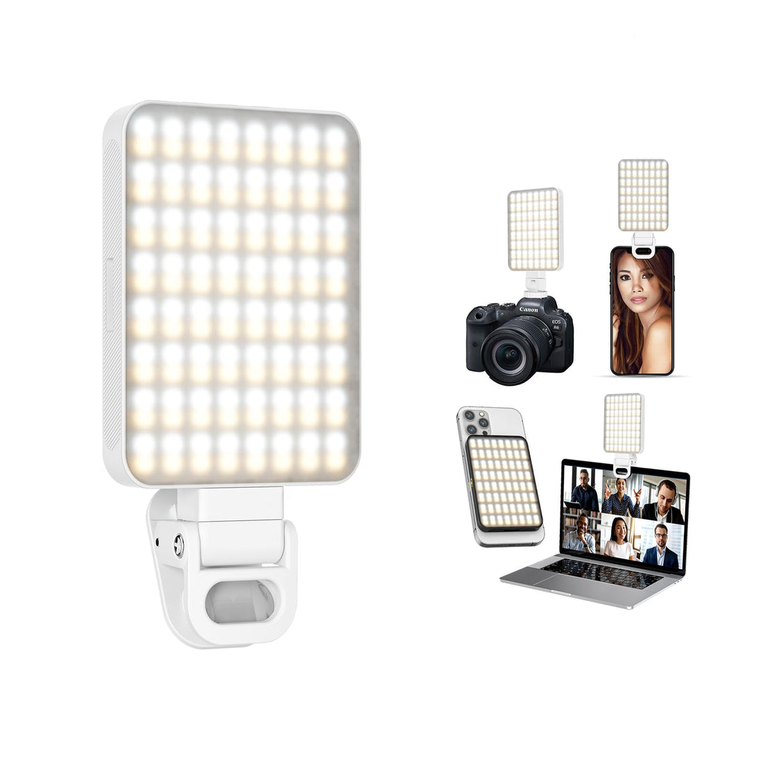 Magnetic LED Selfie Fill Light, 2000mAh Rechargeable,for Phone,Tablet,Laptop,Video Conference,Vlog, Zoom Call TikTok Video Fill Light