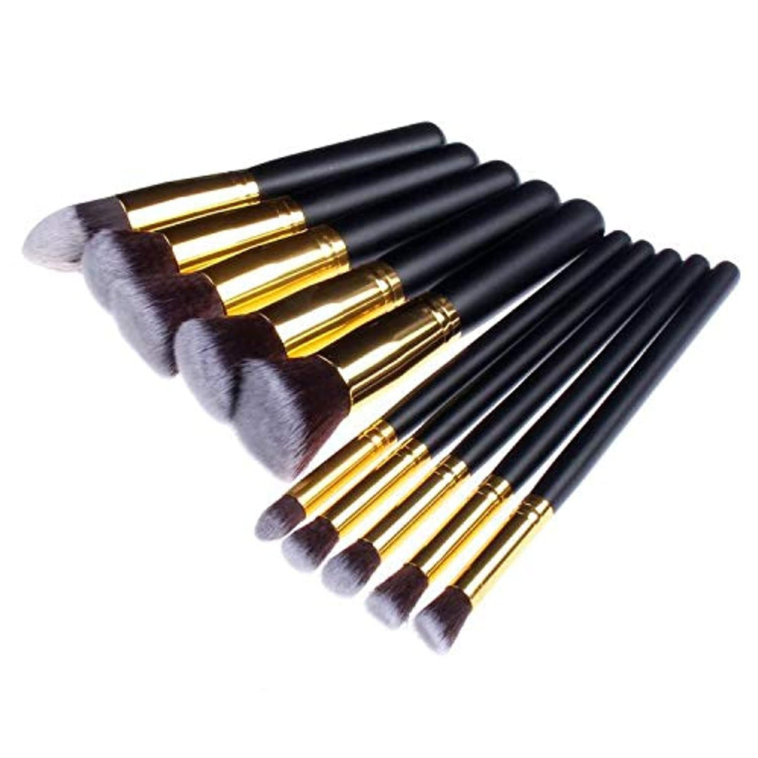 Cosmetic Brush Set - Black & Gold, 10 Pieces