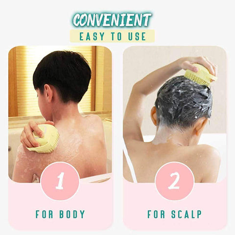 2 Pcs Combo Silicone Soft Bath Body Brush with Shampoo Dispenser Back BrushUltra Exfoliating Scrubber Deep Cleaning Gentle Massage Exfoliation Kids Men Women use in Shower Scrub multicolor