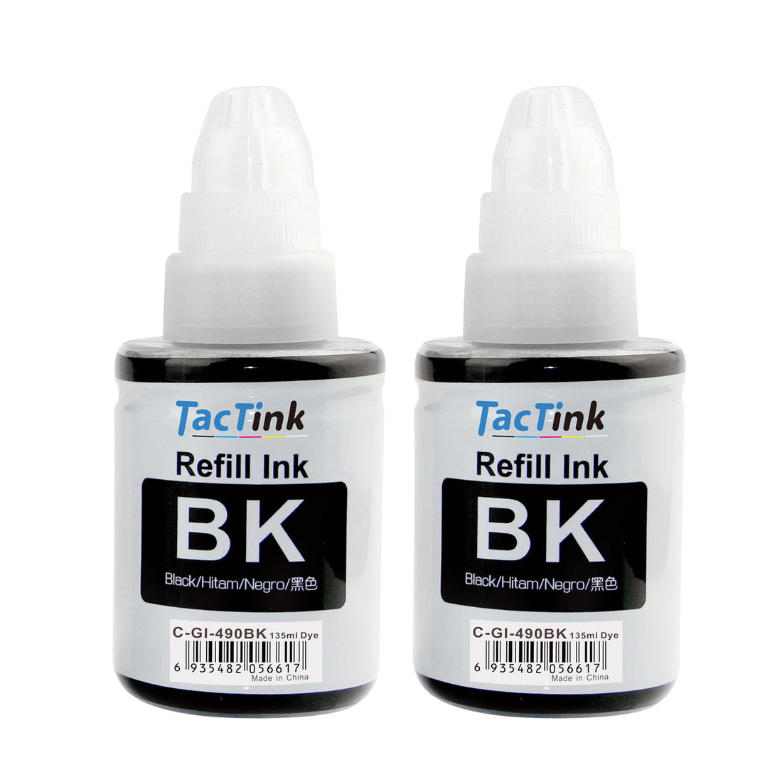 Gi-490 Ink Bottle for Canon Ink GI 490 135ml for Canon PIXMA G1400 G1410 G1411 G2400 G2410 G2411 G3400 G3410 G3411 G4400 G4410 G4411 (2 Pack)